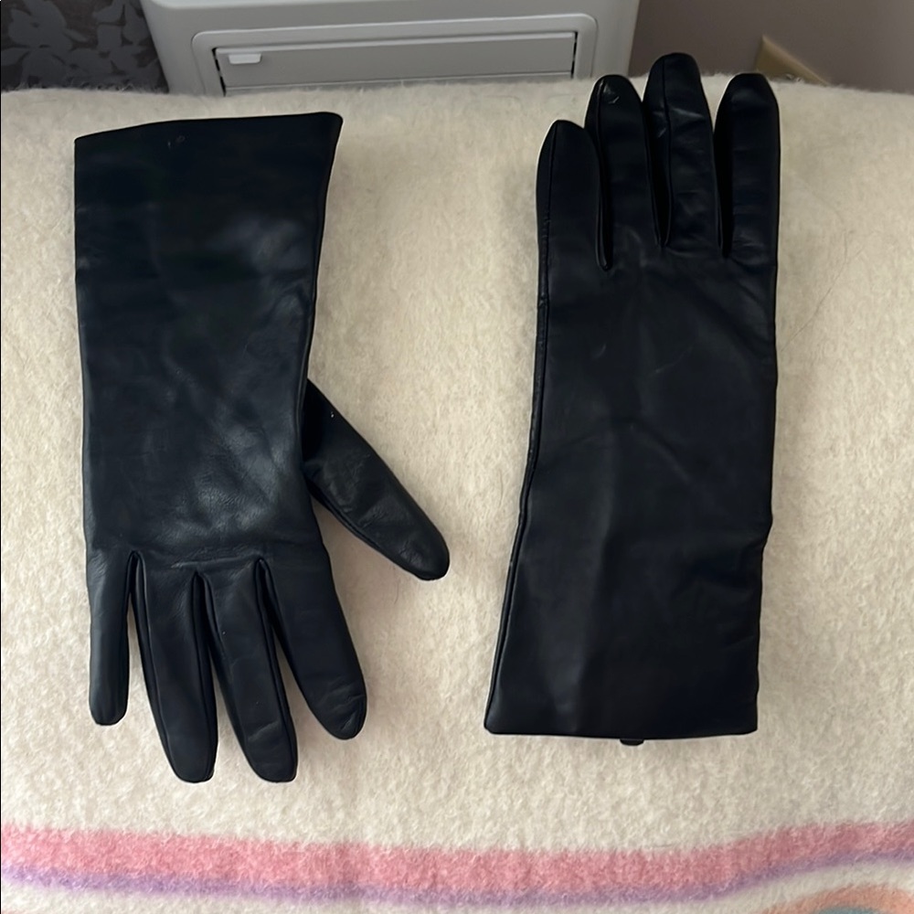 Charter Club Elegant Black Leather Gloves with cashmere lining